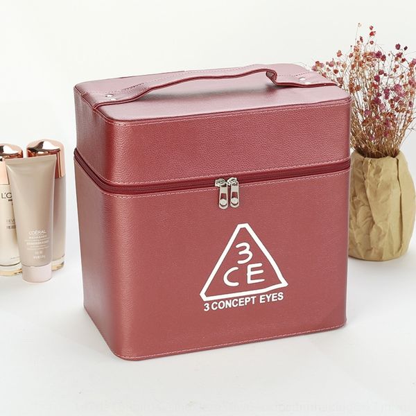 rjxoy korean storage large fashion case portable cosmetic bag simple multi-functional cosmetic six-open bag k0mjb